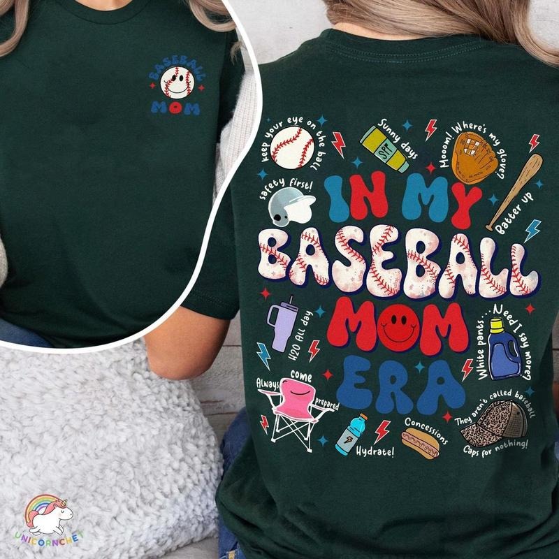 In My Baseball Mom Era T-Shirt, DRG Trendy Baseball Mama T-Shirt DRG, Gift for Baseball Mom, Game Day Baseball Team T-Shirt