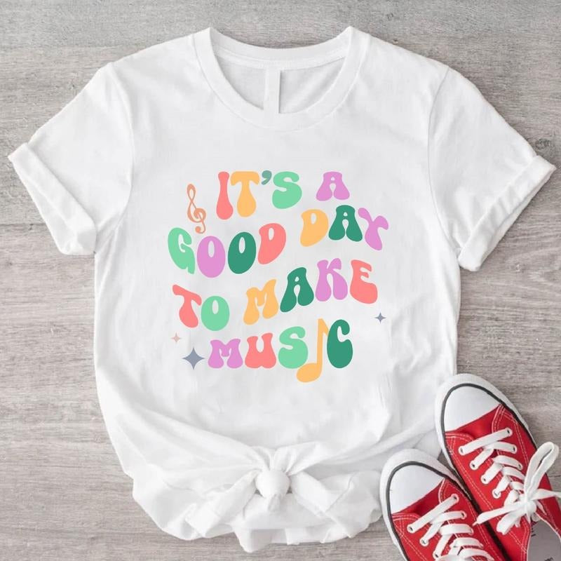 It's A Good Day To Make Music T-Shirt, Music Teacher Gift Shirt, Groovy Music Lover Tee, Trendy Musician Short Sleeve.
