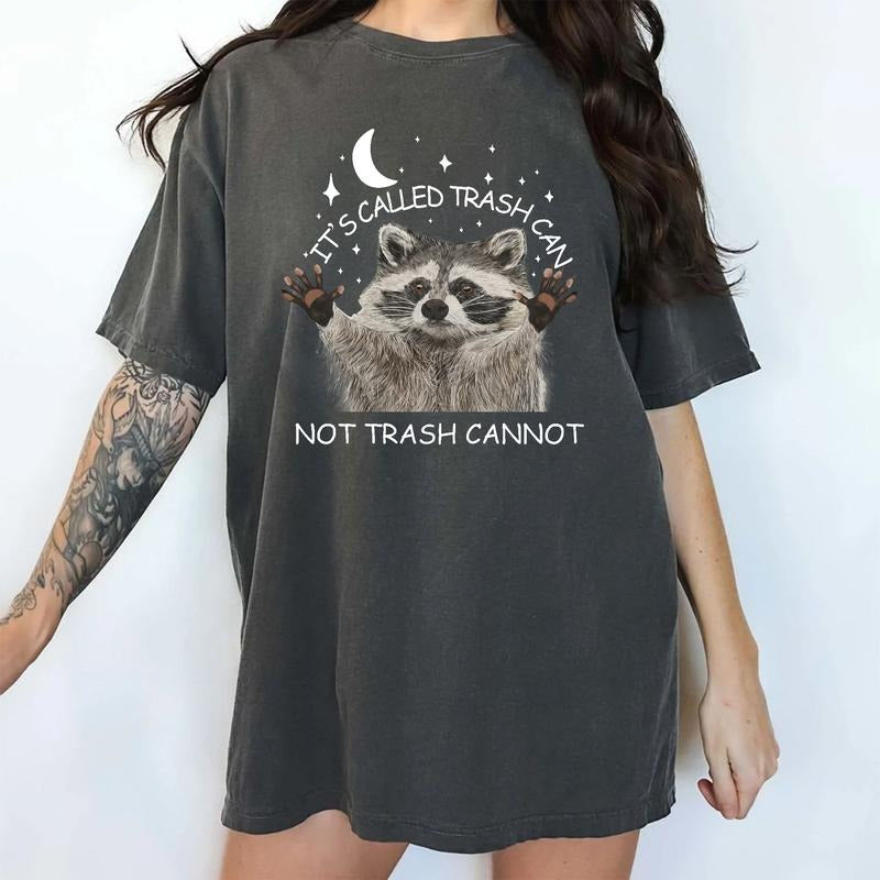 It's Called Trash Can Not Trash Cannot Shirt, Trashy Raccoon Meme Shirt, Funny Raccoon Vintage Tee, Trash Panda Tee, Retro Raccoon Trash Can Tees, Cute Vintage Raccoon Shirt, Animal Lover Tee, Women's Tops, Womenswear, Cotton Fabric Relaxed Fit Chic Style