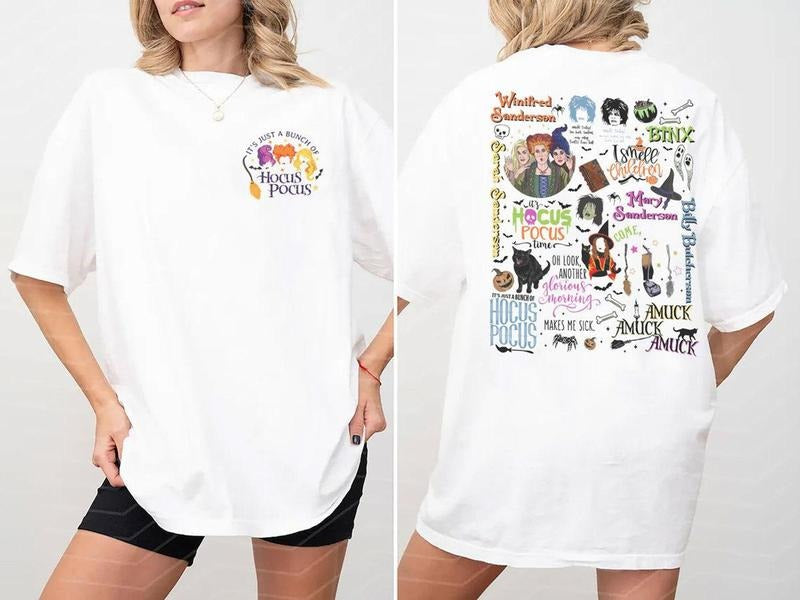 Its Just A Bunch Of Hocus Pocus 90S Movie Shirt Sanderson Sister Shirt Mary, Winifred, Sarah Fan Gift, Hocus Pocus Halloween Party Shirt