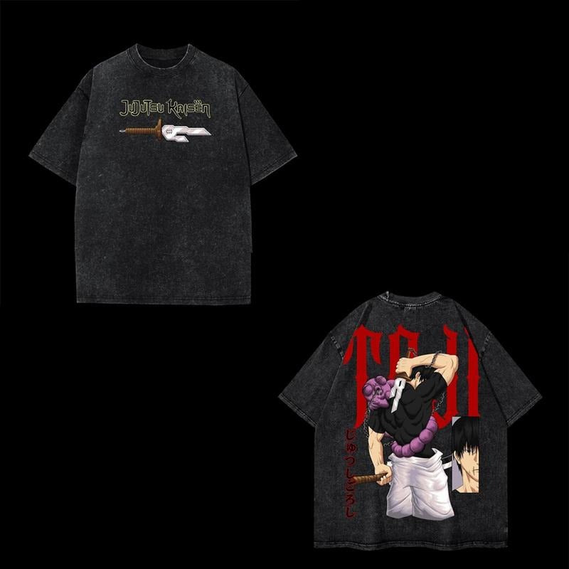 JJK Oversized Acid-Washed Unisex Anime T-Shirt, Streetwear & Gym Style, Toji, Gift For Him, Gift For Her, Trendy Looks, Stay
