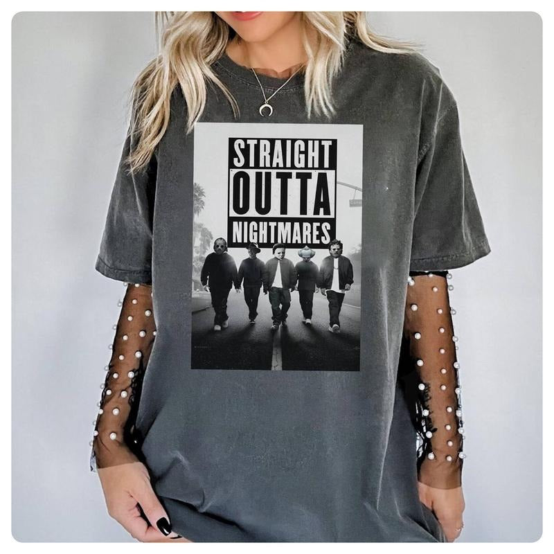 Jason Voorhees Michael Myers Straigh Outta Nightmares Shirt Halowen Movie Shirt Halowen Characters Shirt Happy Halloween Day Shirt