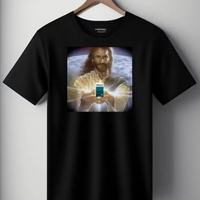 Jesus Holding | Newport | Funny Meme T-Shirt | Oddly Specific Shirt | Weird Shirt