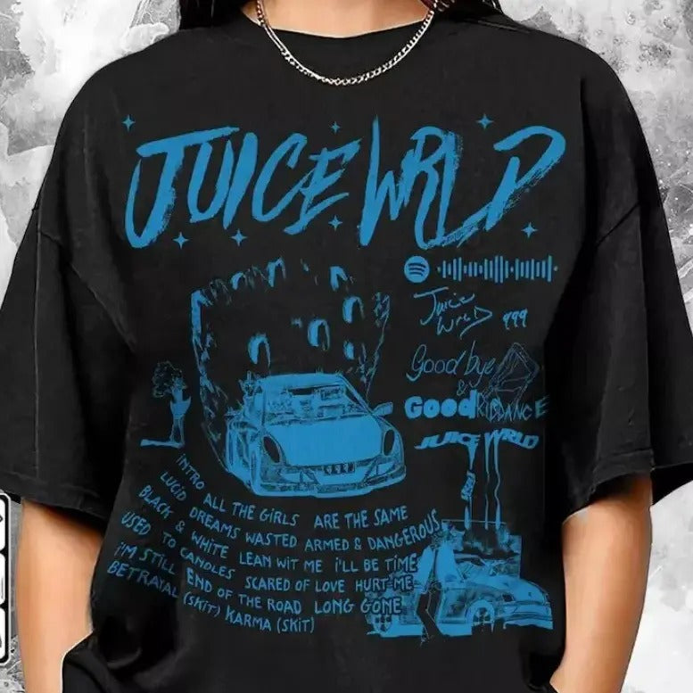 Juice Wrld Goodbye & Good Riddance Album Shirt, Bootleg Rapper Album Vintage Y2K Top Womenswear