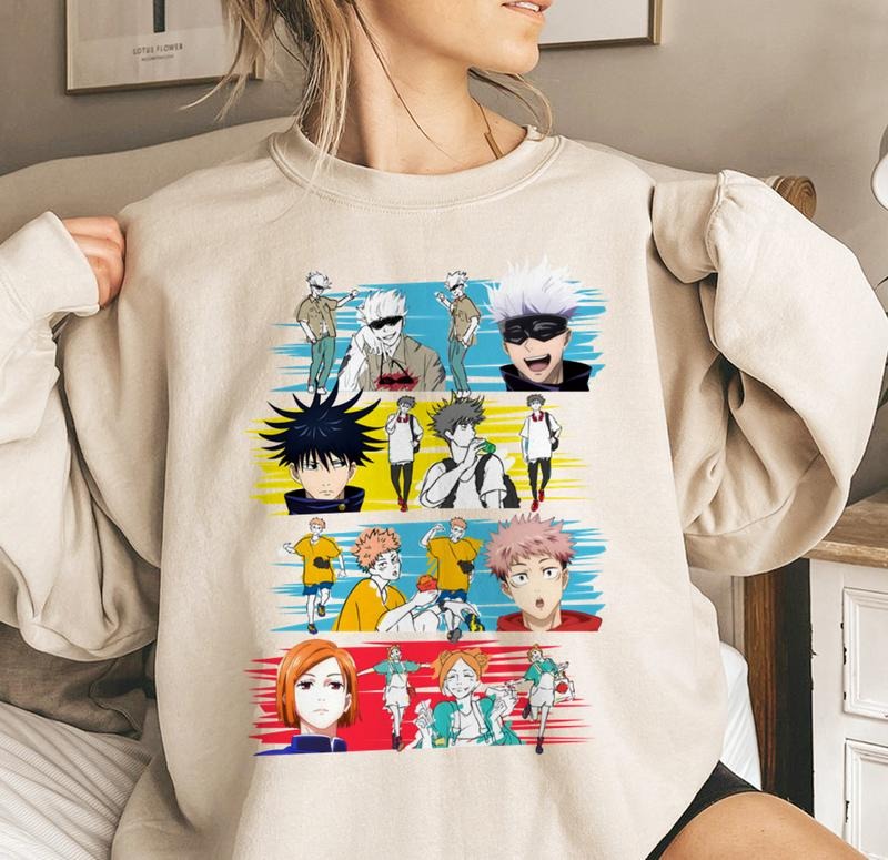 Jujutsu Kaisen Crewneck Sweatshirt, Yuji, Gojo, Megumi, Nanami Anime lover gift, Anime merch, Anime Lover Sweatshirt Womenswear Hoodie