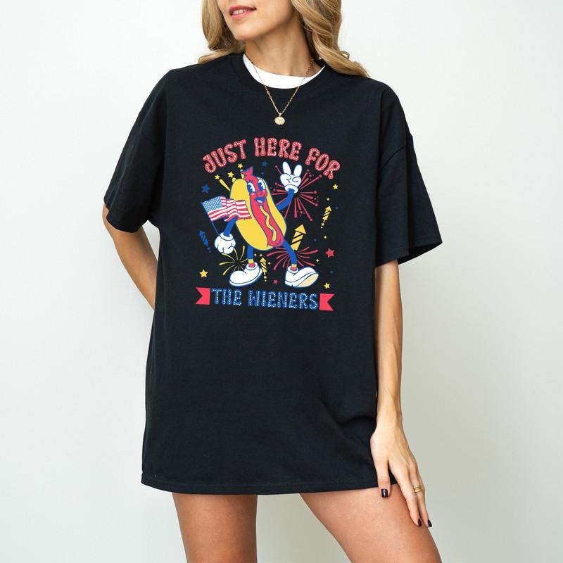 Just Here For The Wieners Shirt, 4th of July Funny Hot Dog shirt, Independence Day Tee shirt, Retro 4th of July America Patriotic Shirt