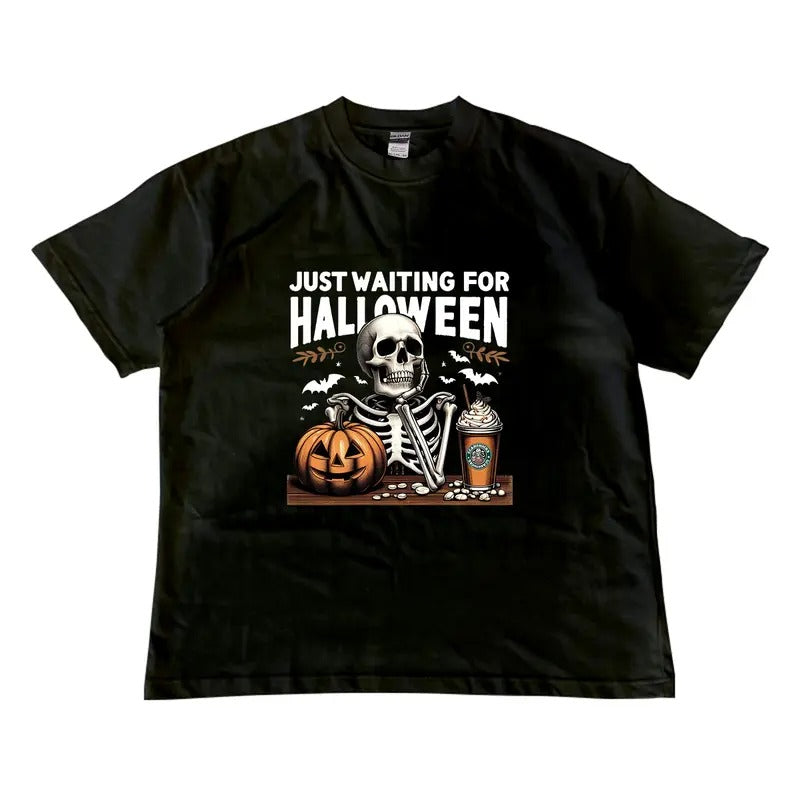 Just waiting for Halloween Skeleton Shirt, Vintage Halloween T-shirt, MW Unisex Shirt Menswear Top