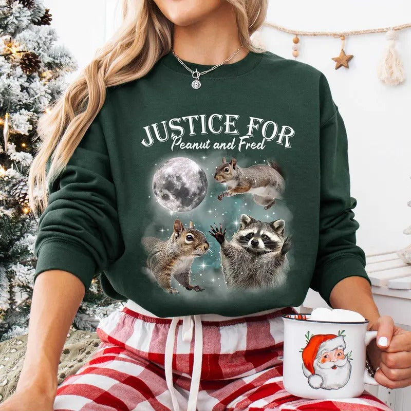 Justice for Peanut And Fred the Squirrel Sweatshirt, Peanut Support Shirt, Activist Graphic Shirt, Wildlife Lover, Animal Rights Shirt