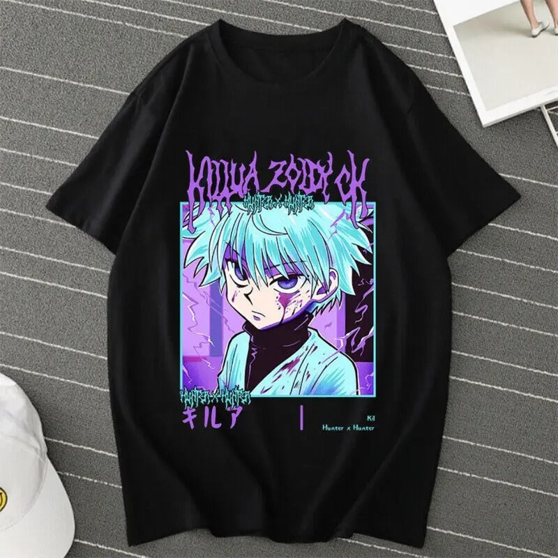 Killua Gon Hisoka T-shirts Anime Unisex Men Women Tops Print Cosplay Summer Tees