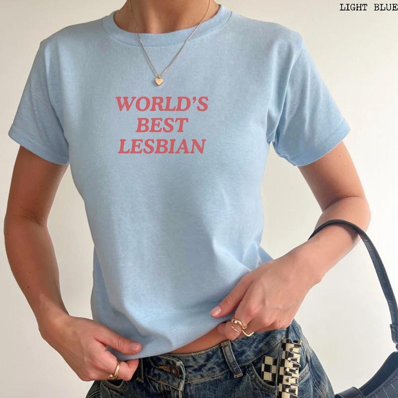 LGBT T Shirt Hoodie SweaterWorld's Best Lesbian Y2k Baby Tee Cute Shirts Funny Gay Pride Shirts Queer Tshirt Unisex LGBTQ Clothing 90s Aesthetic 2000s