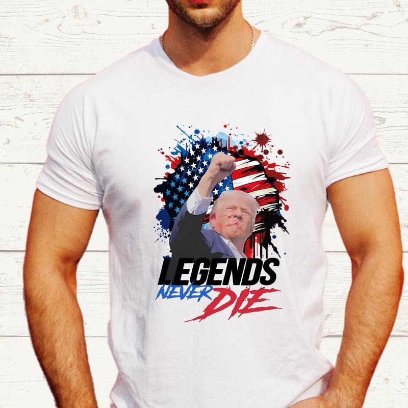Legends Shirt, Trump Shooting T-shirt, Trending Election Tee, Gift Republican Shirt, Unisex Patriotic Short Sleeve, USA Flag Tee, Matching Trump Supporter Tee.