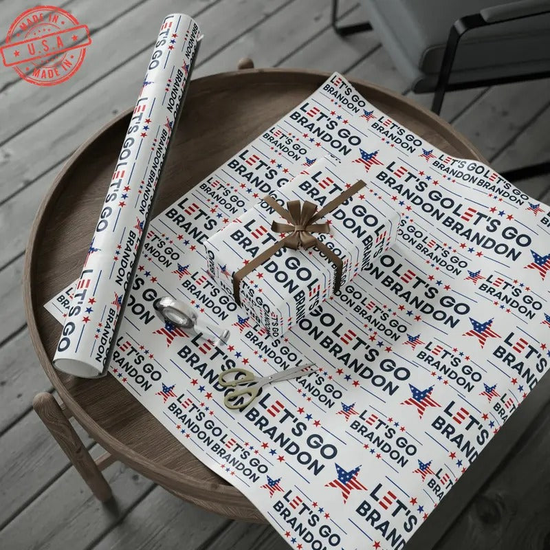 Let's Go Brandon Style USA Wrapping Paper for Gifts - Trump Maga Let's Go Brandon Trump Christmas Gift Wrap