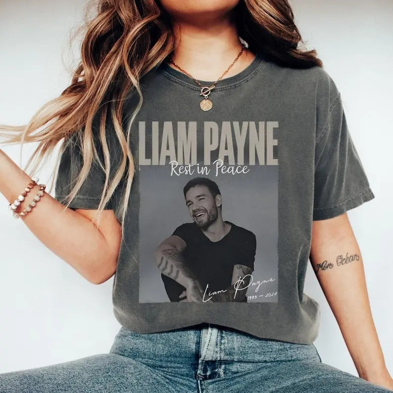 Liam Payne Rest In Piece T-Shirt, Retro Liam Payne Tribute Shirt, One Direction Music Band Shirt, 1D Thanks For Memories Shirt, Gift For Fan