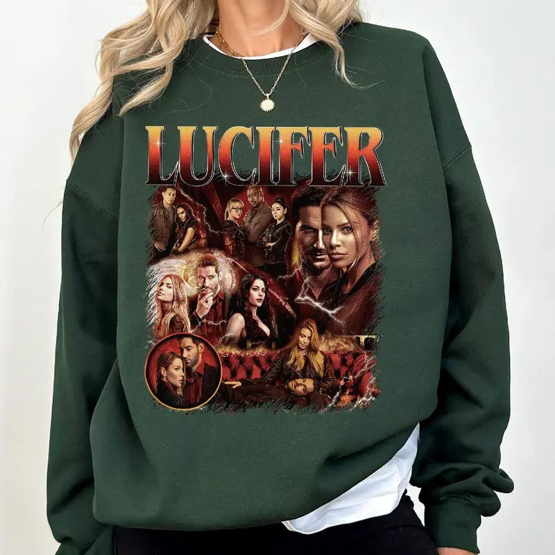 Lucifer Morningstar Devil Face T-Shirt Perfect Satanic Gift For Fans Style Bootleg Rap Shirt, Lord Of Hell Movies Tshirt