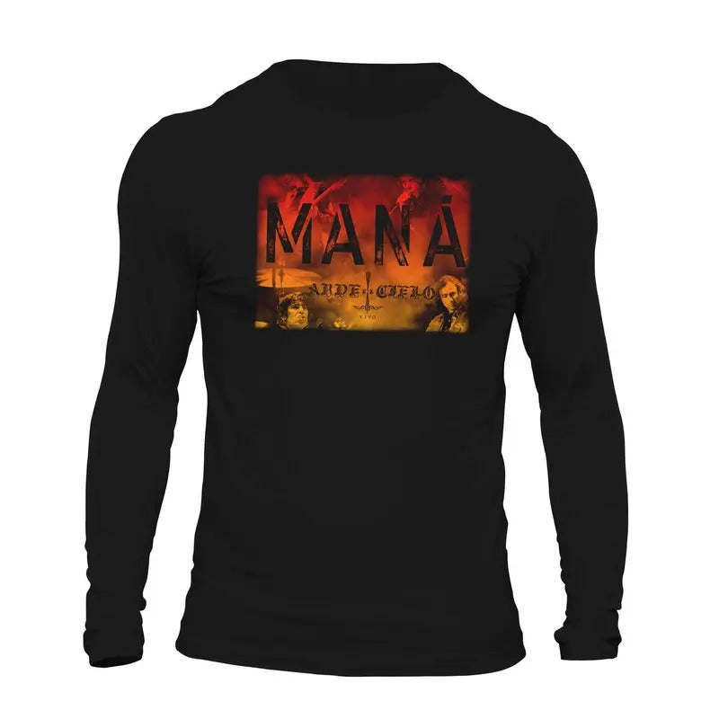 MANA Arde El Cielo Men's Long Sleeve T-Shirt Playera Casual Classic