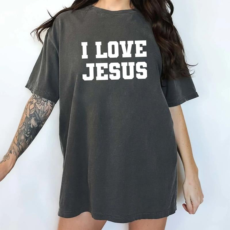 MAPTEES I Love Jesus Comfort Colors Shirt, Faith Based T-shirt, Love Like Jesus Graphic Tee, Religious Clothing, Christian Outfits, Jesus Is King Tee