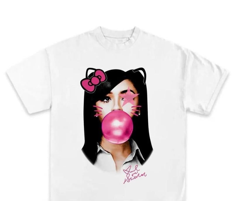 MARI.AH THE SCIENTIST Pink Kitty Stars BUBBLE GUM GRAPHIC T-SHIRT