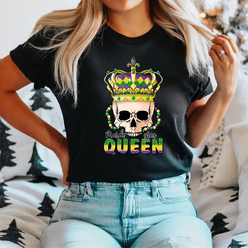 Mardi Gras Queen T-Shirt, Louisiana Queen Shirt, Funny Carnival Party Tee, Mardi Gras Girl Tee, Fleur De Lis Shirt, Mardi Gras Celebration T-Shirt.