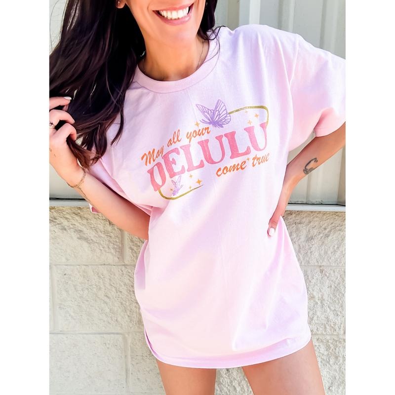 May All Your Delulu Graphic Top