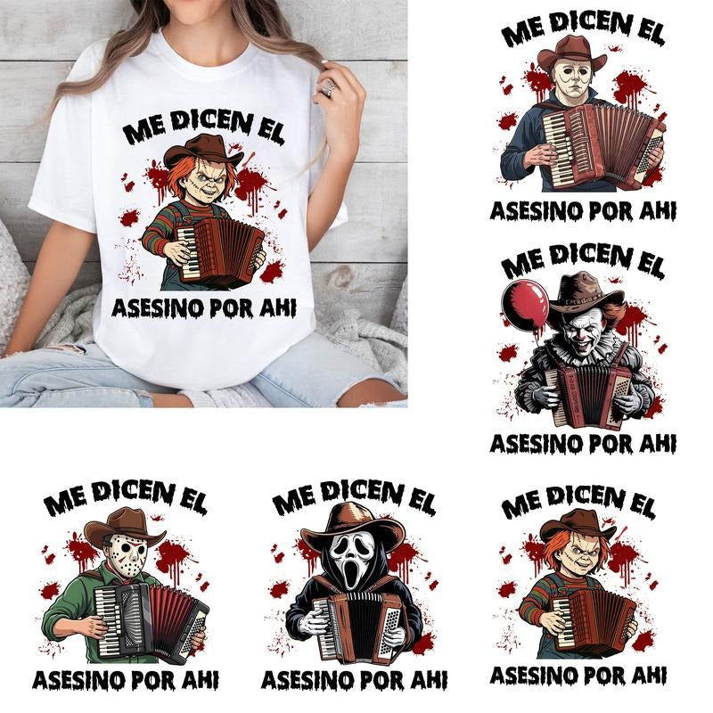 Me Dicen El Asesino Por Ahi Halloween Shirt, Scary Movie Characters Shirt, Funny Killer Breakfast Shirt, Spooky Crunch Costume, Charm Zombie style 02