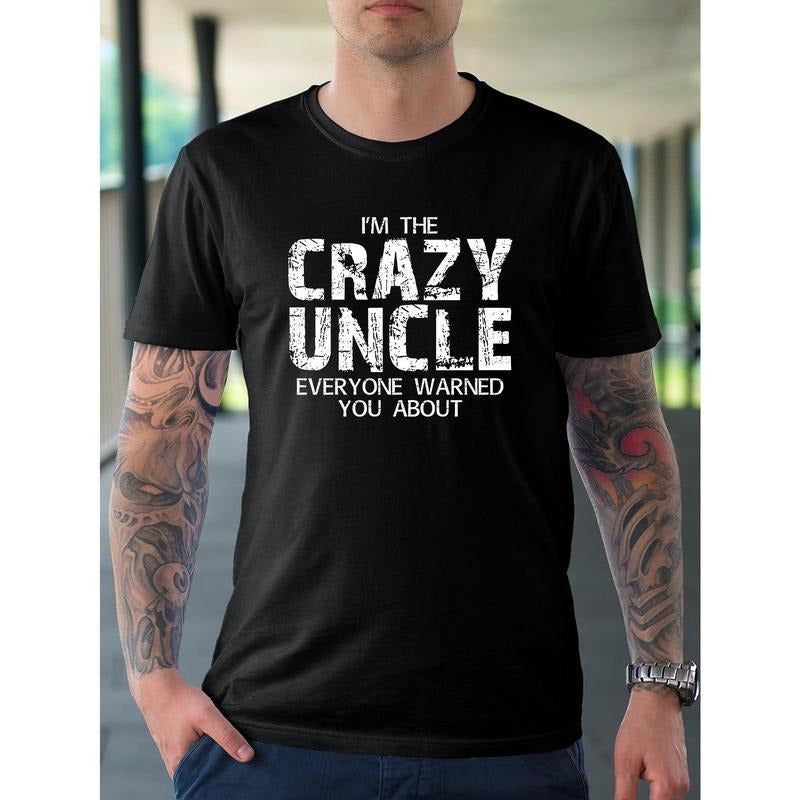 Men's Crew Neck T-Shirt - Breathable, Casual, Stylish Big & Tall Top with Comfortable Fit - Crazy Uncle Print Made in USA