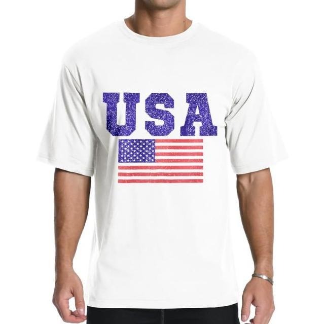 Men's Graphic Tees, Short Sleeve USA Flag Crewneck Casual American Patriotic Regular T-Shirt for Men Made in USA