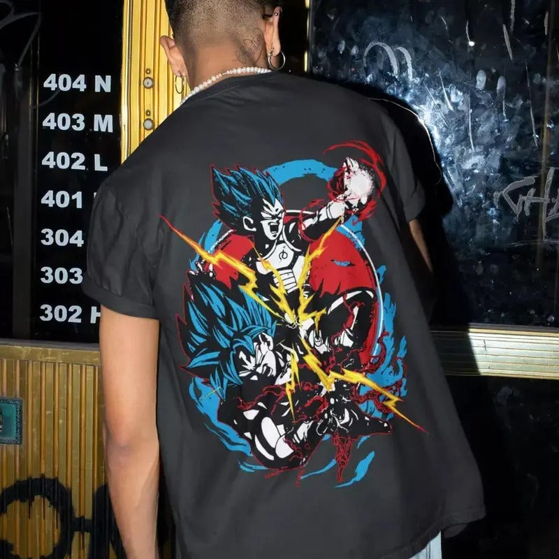 Mens Organic Cotton Anime Dragon Goku Vegeta God Streetwear Manga Style T-Shirt-_1_1 Sweatshirt, Hoodie, Comfort Colors