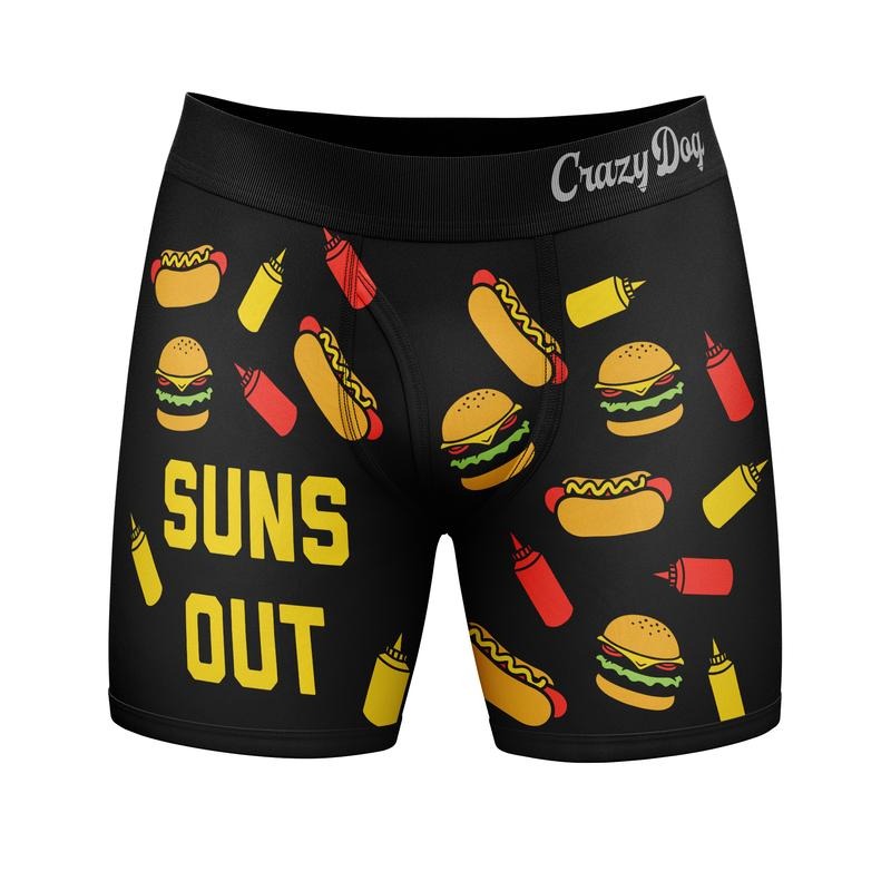 Mens Suns Out Buns Out Boxer Brief Funny Sarcastic Vacation Underwear Novelty Gag Gift Funny Graphic Boxers Summer Funny Sarcastic Black