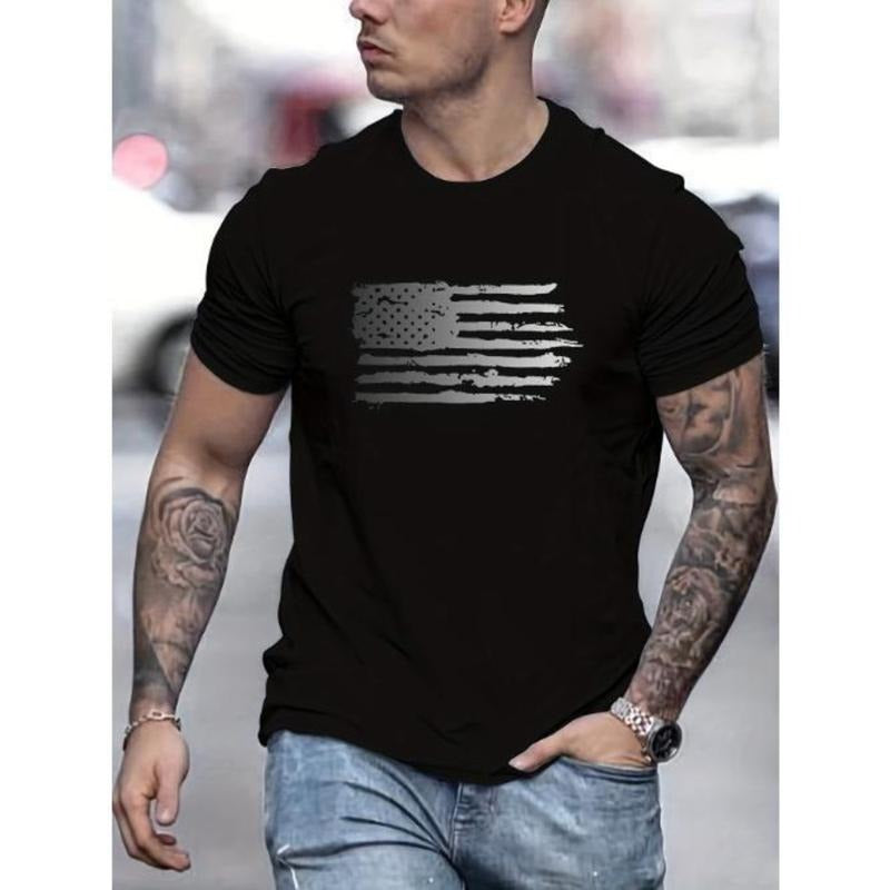 Mens Ultra-Soft American Flag Graphic Tee - Trendsetting Comfort for Summer Outdoors - Durable All-American Style, Perfect Casual Top or Gift for Him Made In USA