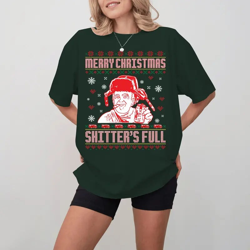 Merry Christmas Shitter's Full Trump Shirt, Trump Christmas 2024, Donald Trump Christmas Sweatshirt, Funny Trump Christmas