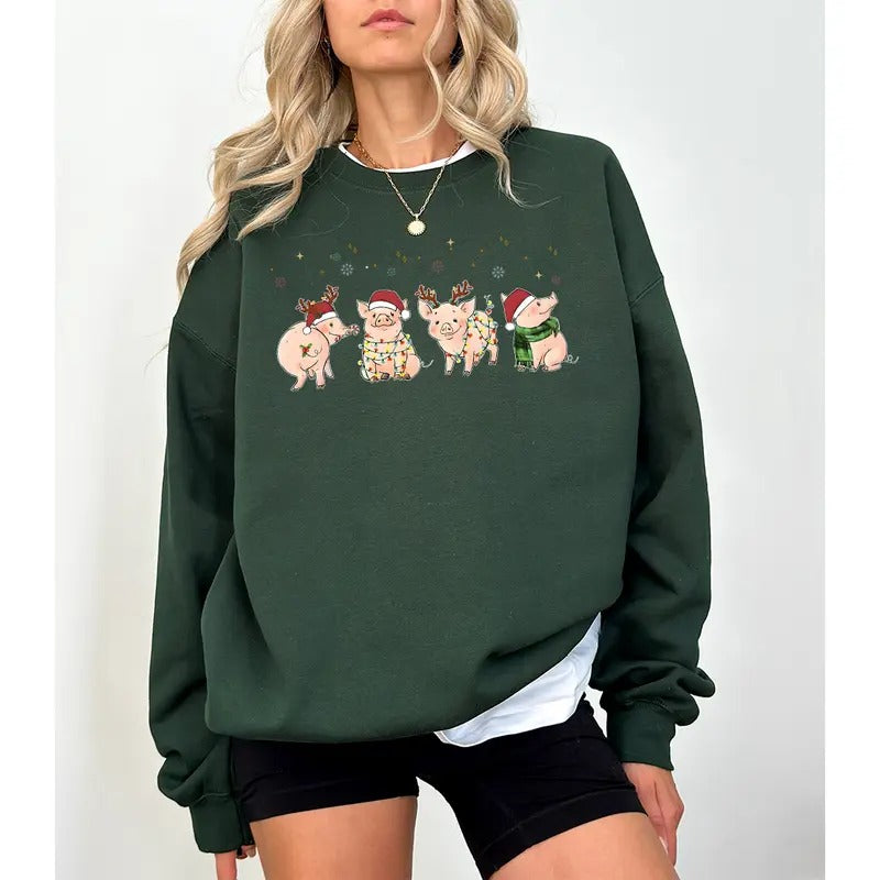 Merry Pigmas Sweatshirt, Christmas Pig Sweater, Christmas Pig Shirt, Pig Lover Gift T-Shirt, Funny Farmer Shirt