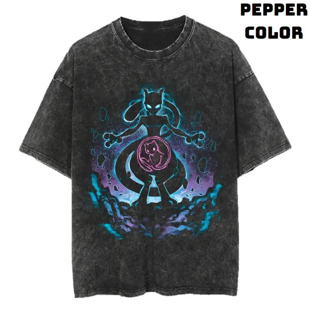 Mewtwo Vintage Graphic Tees, Mewtwo Tshirt, Pokemon Shirts, Pokemon Merch, Anime Manga Shirt, Anime Clothing, Unisex Casual Outfits, Crew Neck Gifts For Men Women Streetwear Menswear Womenswear