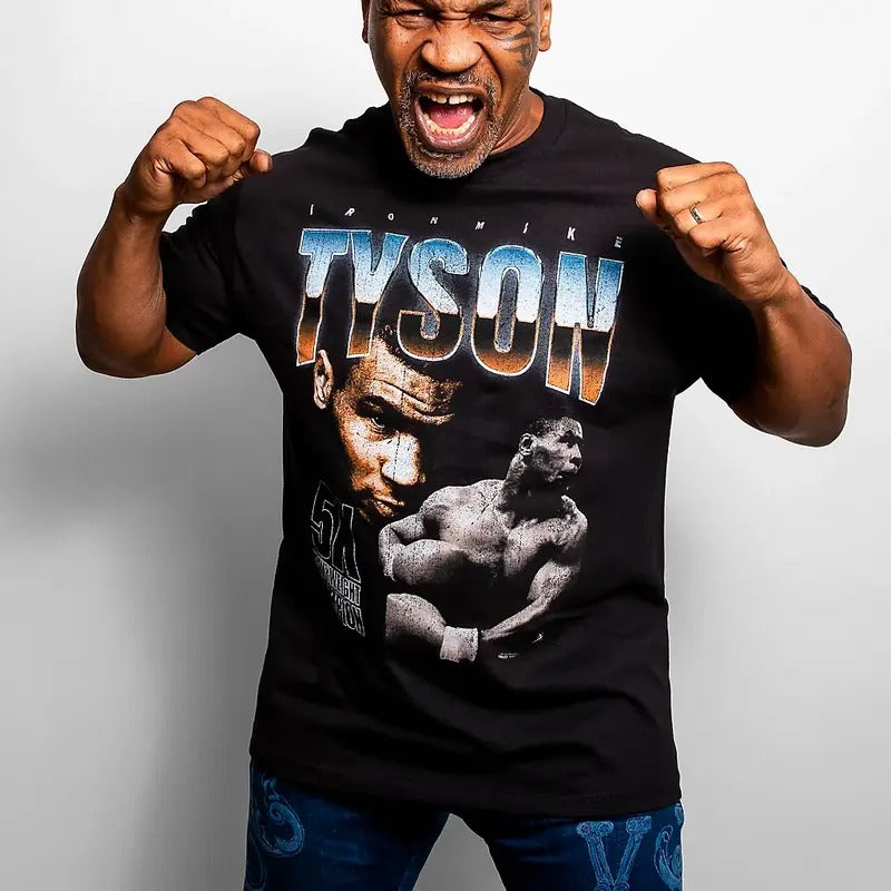 Mike Tyson Chrome Heavyweight Champ Black T-Shirt, Graphic Tee Tops Underwear Crewneck Menswear T Shirt