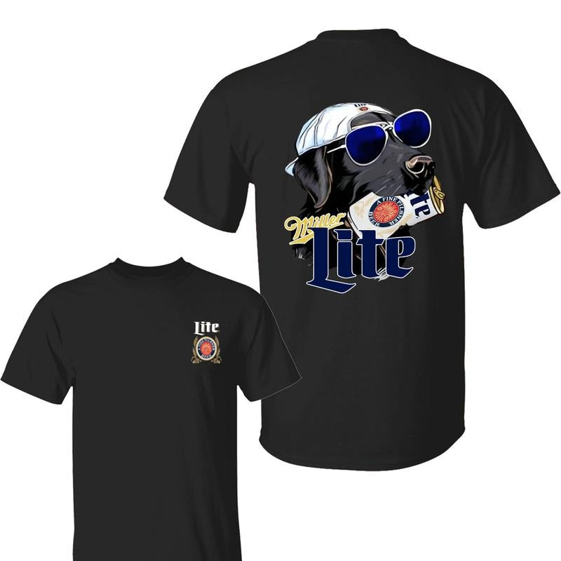 Miler Lite Hunting Retrivier Dog 2-Sided Shirt , Miler Lite Shirt, Full Color For Men and Women, Unisex Outdoors Funny Beer Printed T-shirt