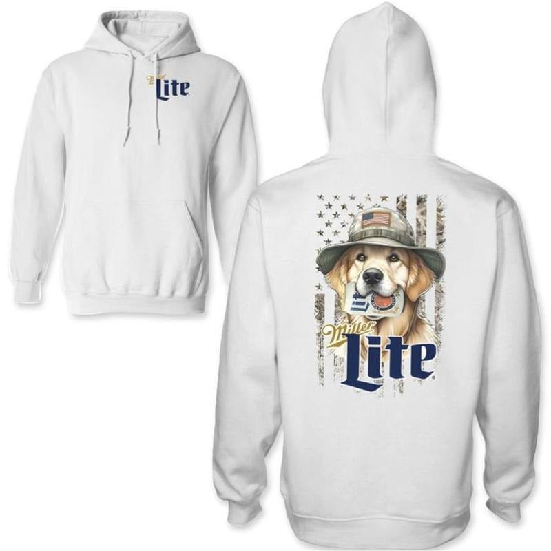 Miller Lite Golden Bitting Lite Beer Can USA Flag Unisex Hoodie 2 sides, All Seasson, Unisex Cotton Casual Outfit, Full Colors menswear womenswear