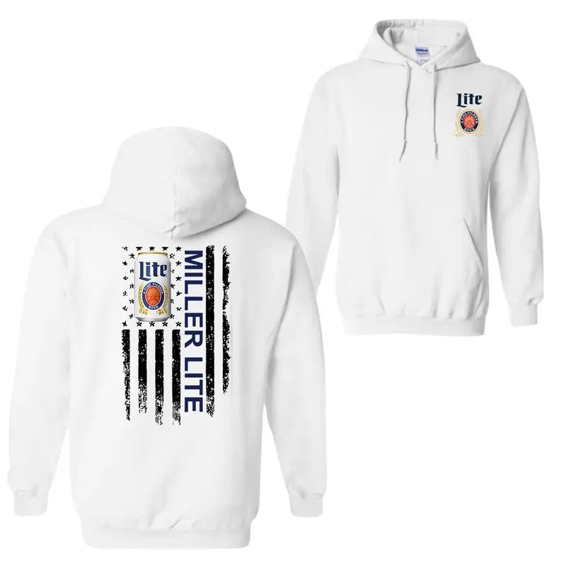 Miller Lite Logo 2 Sided Hoodie T-Shirt - Unisex Shirt For Men And Women, Graphic Tees
