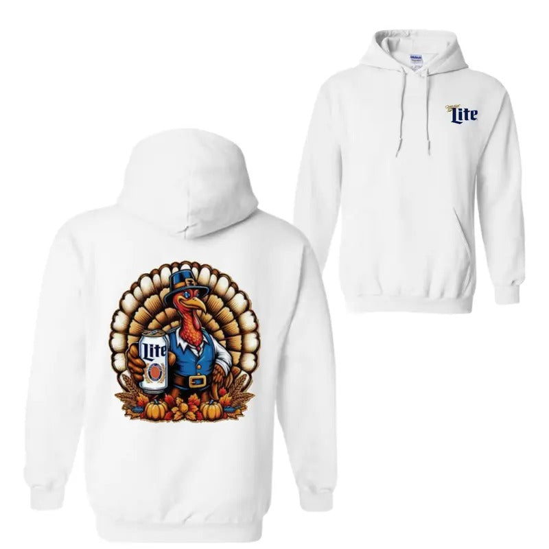 Miller Lite Thanksgiving 2 sides Turkey Hoodie, T-Shirt Trendy High Fabric