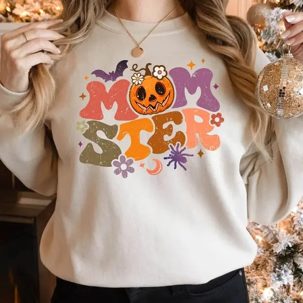 Momster Sweatshirt, Halloween Mom Sweatshirt, Women Halloween Shirt, Halloween Gifts, Fall Sweatshirt, Funny Halloween Shirt, Pumpkin Shirt