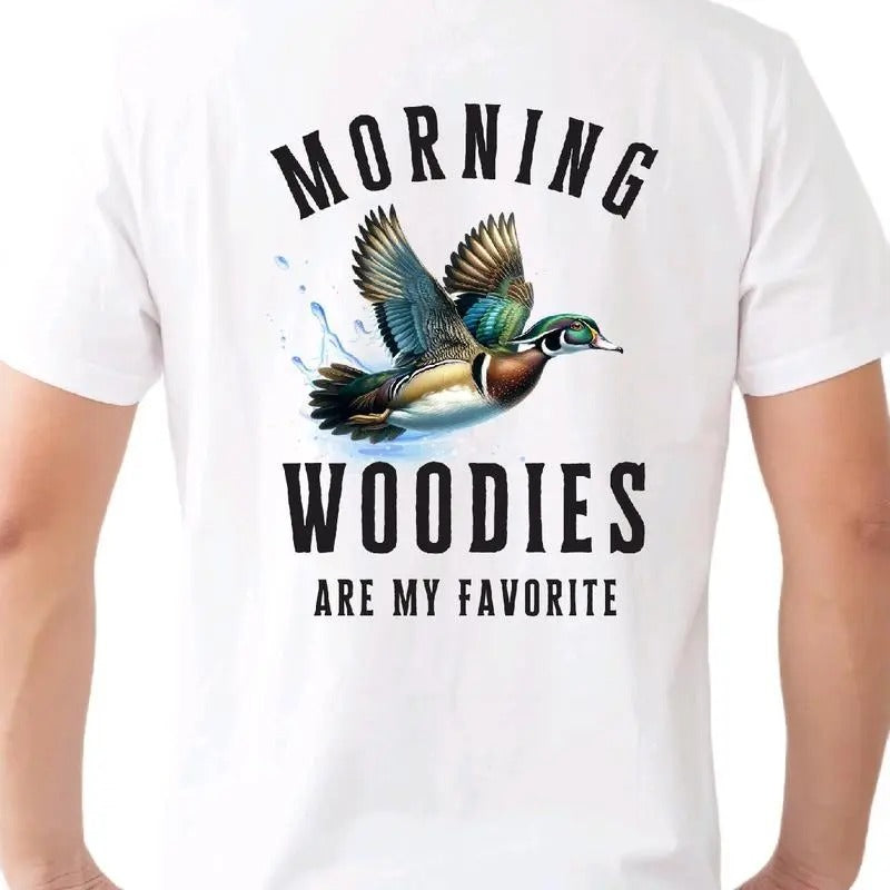 Morning Woodies are my Favorite T-shirt. Animal Men's funny T-shirt Crewneck Menswear men gifts graphic tee men gifts Classic Cotton, Top Morning Shirt Streetwear