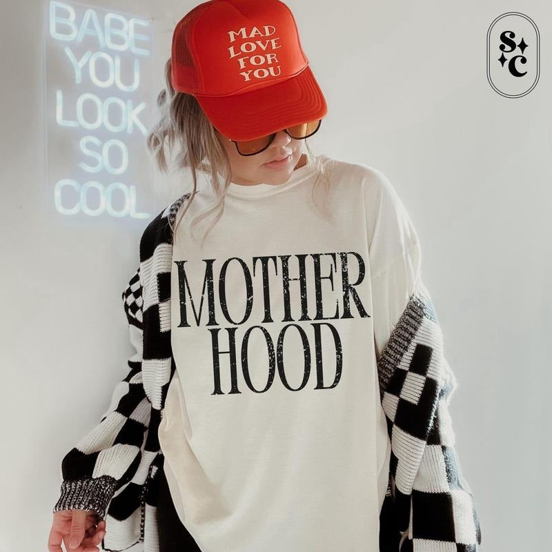 Mother Hood Shirt, Comfort Colors, Trendy Mama Tshirt, Mom Life Tee, Oversized Graphic Mom T-shirt, Motherhood T Shirt, Cool Mom Club