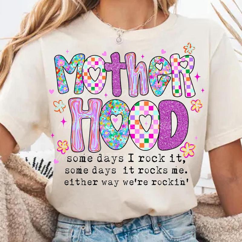 Motherhood Coquette Bow Checker Sweatshirt, Neon Mother hood Shirt, Funny Mom Gift, Sarcastic Mama Retro Shirt, Sassy Mothers Day TShirt