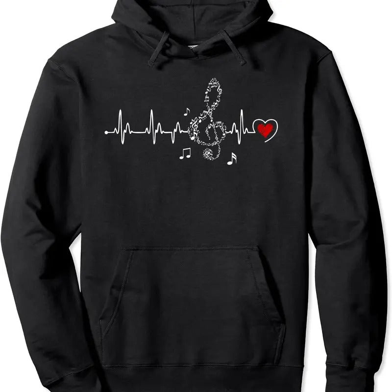 Music Heartbeat Clothing for Music Lovers Pullover Hoodie