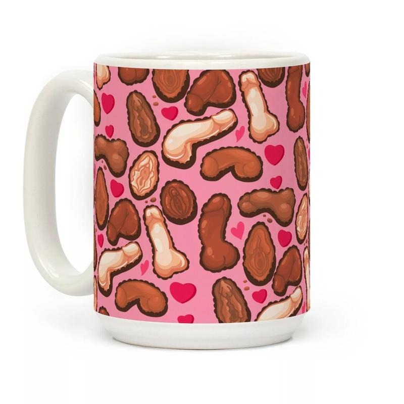 NSFW Valentine's Chocolates Pattern Coffee Mug 11oz-15oz, Printed in the USA, Handy for Coffee and Tea, Funny Coffee Mug, Gift Ideas