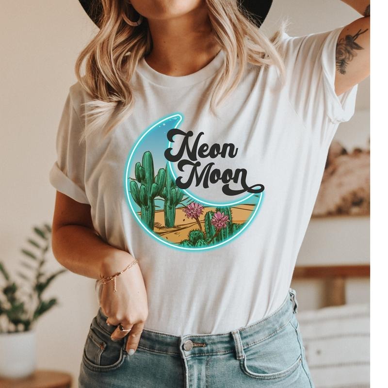Neon Moon T-shirt Retro Western Cowgirls Shirt Cactus Desert T Shirt Country Music Shirt