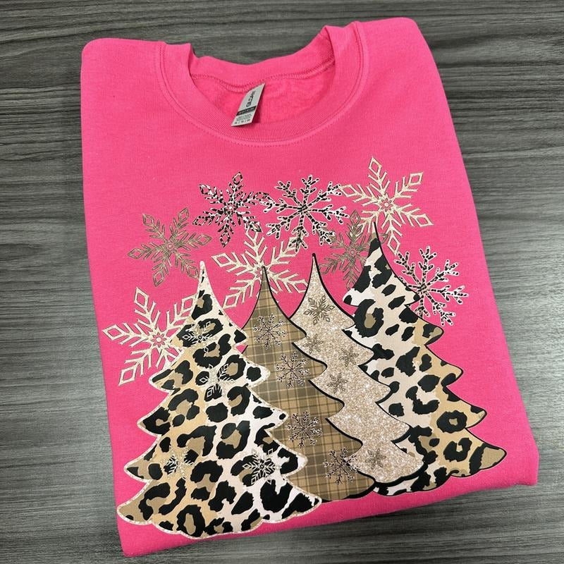 Neutral Christmas Tree Gildan Sweatshirt -- HOT PINK