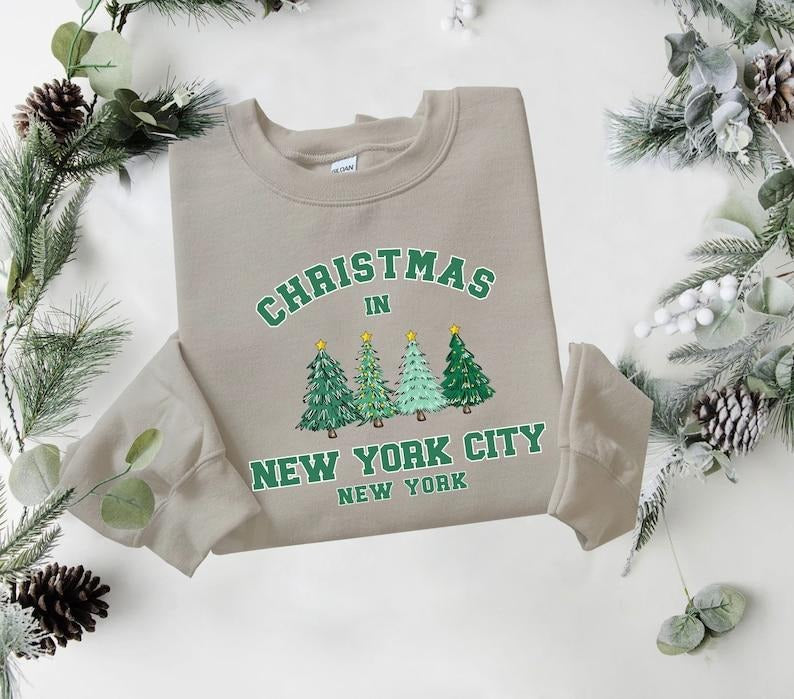 New York Vintage Shirt, New York Sweater, NYC Shirt, Personalized City Name Shirt, Christmas Trip Sweatshirt, Christmas tree T-shirt, sweater and Hoodie
