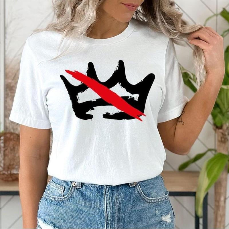 No Kings in America T-Shirt, Crown Protest Graphic Tee, Political Statement Shirt for Men & Women, Casual Cotton Top, Streetwear Style