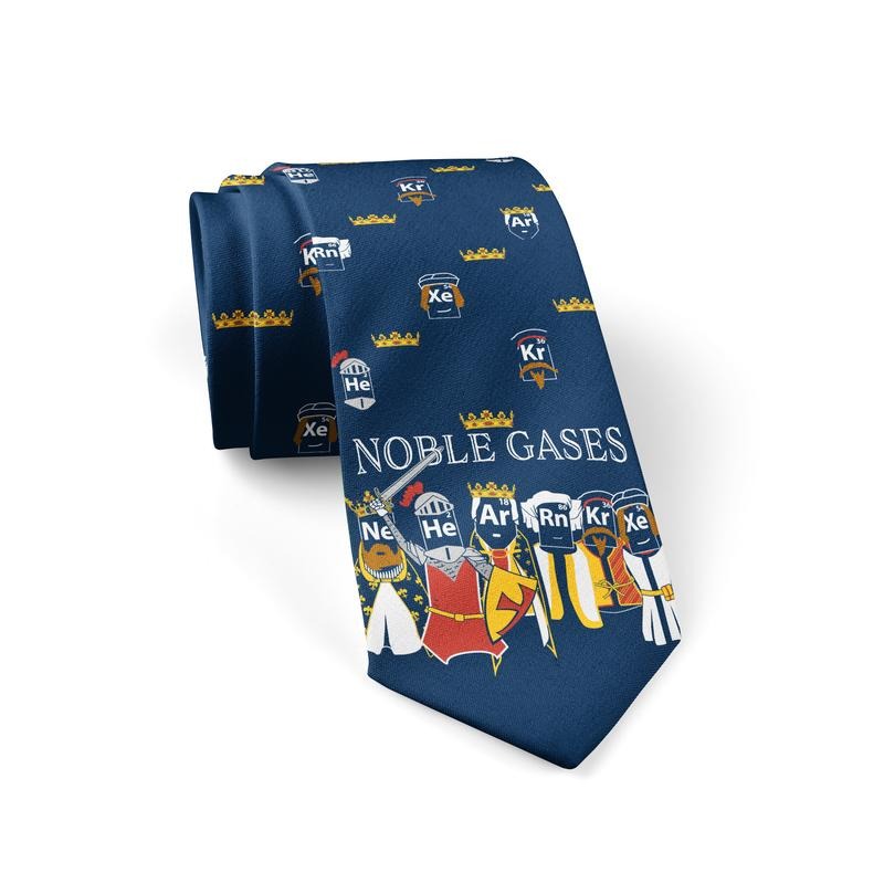 Noble Gases Necktie Funny Neckties for Men Science Teacher Tie Mens Novelty Neckties Funny Ties
