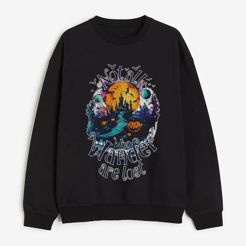Not All Who Wander Are Lost T-Shirt, Halloween Sweatshirt, Wander Hoodie, Spooky Halloween T-Shirt, Retro Halloween T-Shirt, Scary house Sweatshirt