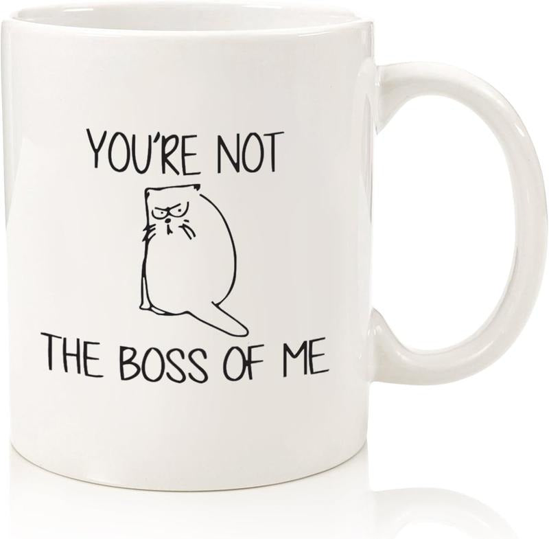 Not The Boss Of Me Funny Mug - Best Cat Lover Gifts for Women, Men, Mom, Dad - Unique Cat Themed Birthday Present Idea